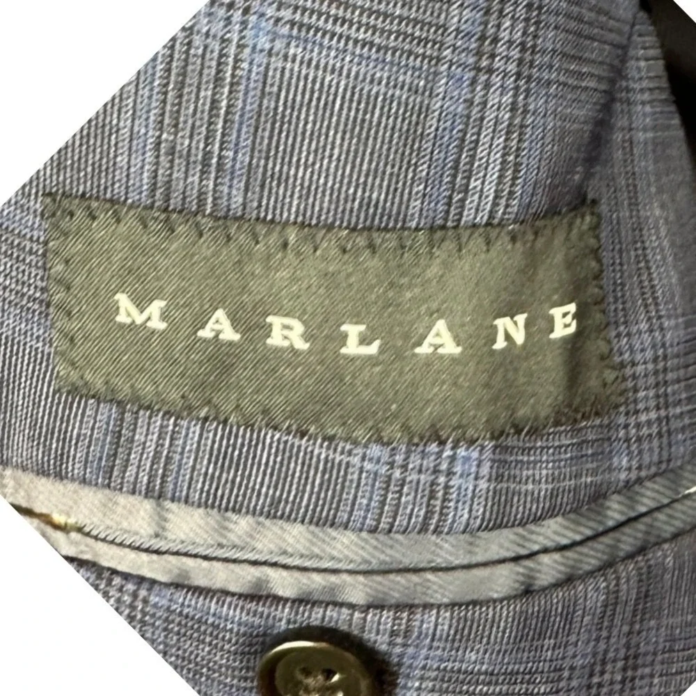 Banana Republic Marlane Wool Blazer Mens 42R Blue Plaid Standard Fit Sport Coat